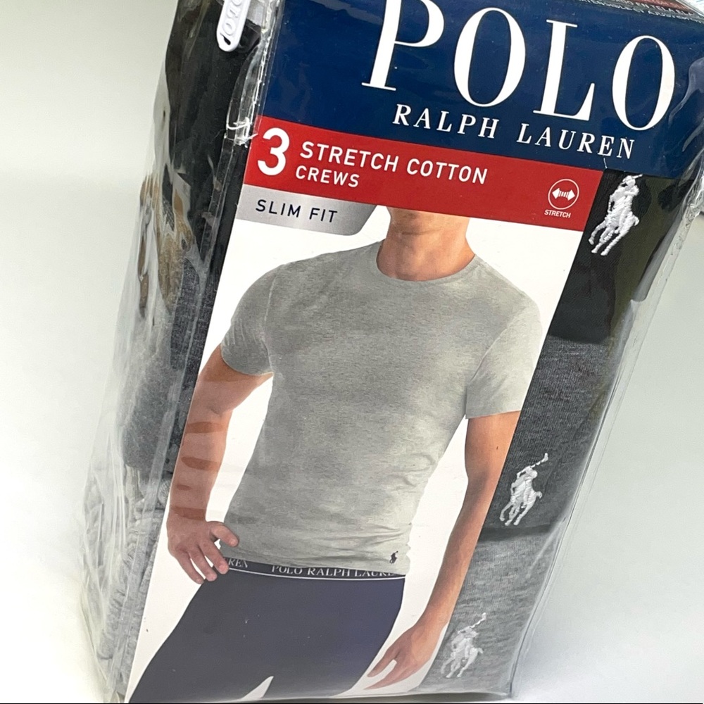 Polo Ralph Lauren Mens T-Shirt Crews Stretch Cotton Slim Fit 3 PK RWCNP3 XL New - Picture 5 of 14